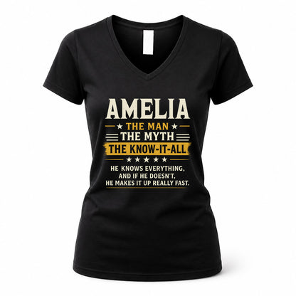 AMELIA TM90-K04-125 - NAME Legendary Know-It-All Personalized Funny Shirt