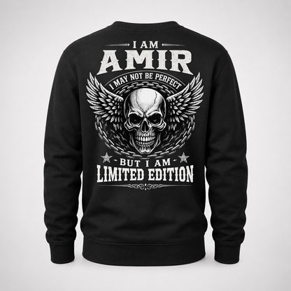 AMIR P01-K24-229 – Personalized Skull Graphic Apparel “I Am NAME I May Not Be Perfect But I Am Limited Edition”
