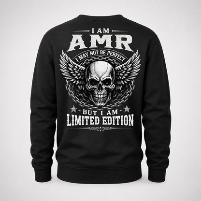 AMR P01-K24-229 – Personalized Skull Graphic Apparel “I Am NAME I May Not Be Perfect But I Am Limited Edition”