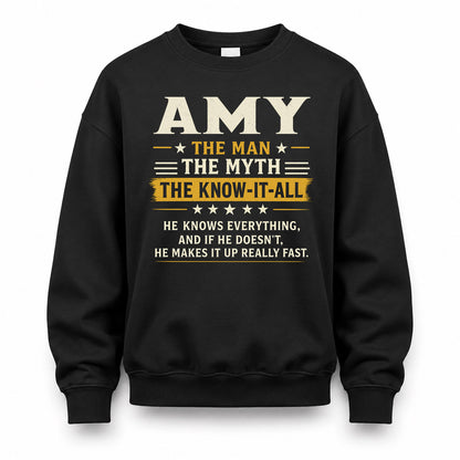 AMY TM90-K04-125 - NAME Legendary Know-It-All Personalized Funny Shirt