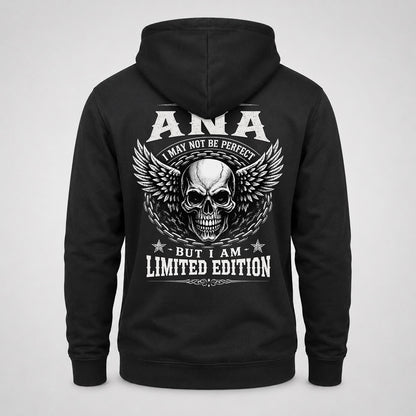 ANA P01-K24-229 – Personalized Skull Graphic Apparel “I Am NAME I May Not Be Perfect But I Am Limited Edition”
