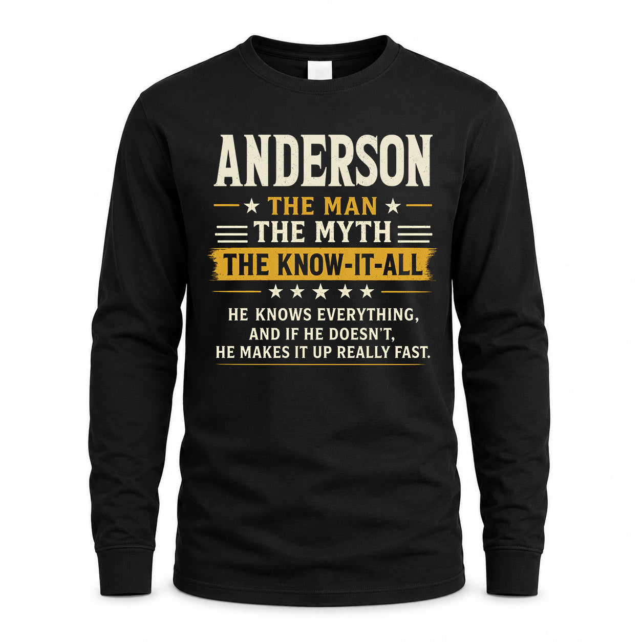 ANDERSON TM90-K04-125 - NAME Legendary Know-It-All Personalized Funny Shirt