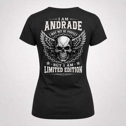 ANDRADE P01-K24-229 – Personalized Skull Graphic Apparel “I Am NAME I May Not Be Perfect But I Am Limited Edition”
