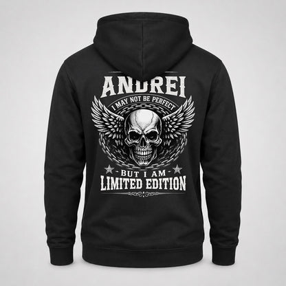 ANDREI P01-K24-229 – Personalized Skull Graphic Apparel “I Am NAME I May Not Be Perfect But I Am Limited Edition”