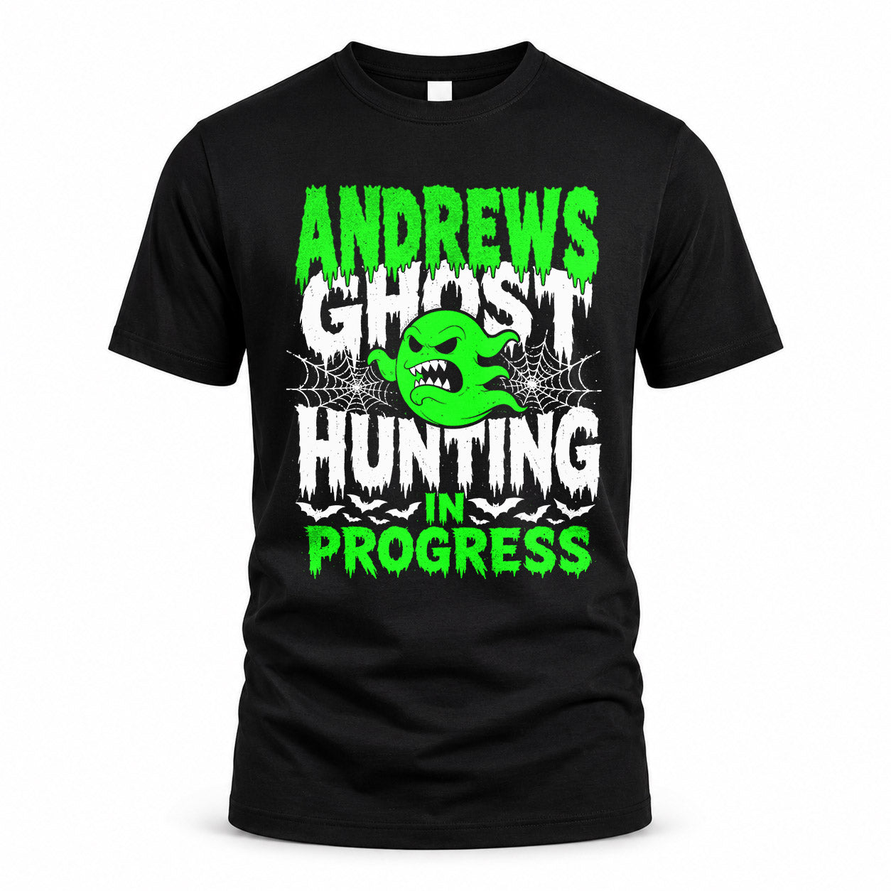 ANDREWS HW22-K06-109 - NAME Ghost Hunting In Progress Personalized Halloween Shirt