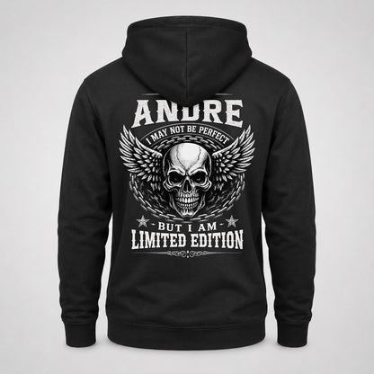 ANDRE P01-K24-229 – Personalized Skull Graphic Apparel “I Am NAME I May Not Be Perfect But I Am Limited Edition”