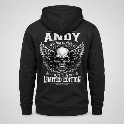 ANDY P01-K24-229 – Personalized Skull Graphic Apparel “I Am NAME I May Not Be Perfect But I Am Limited Edition”
