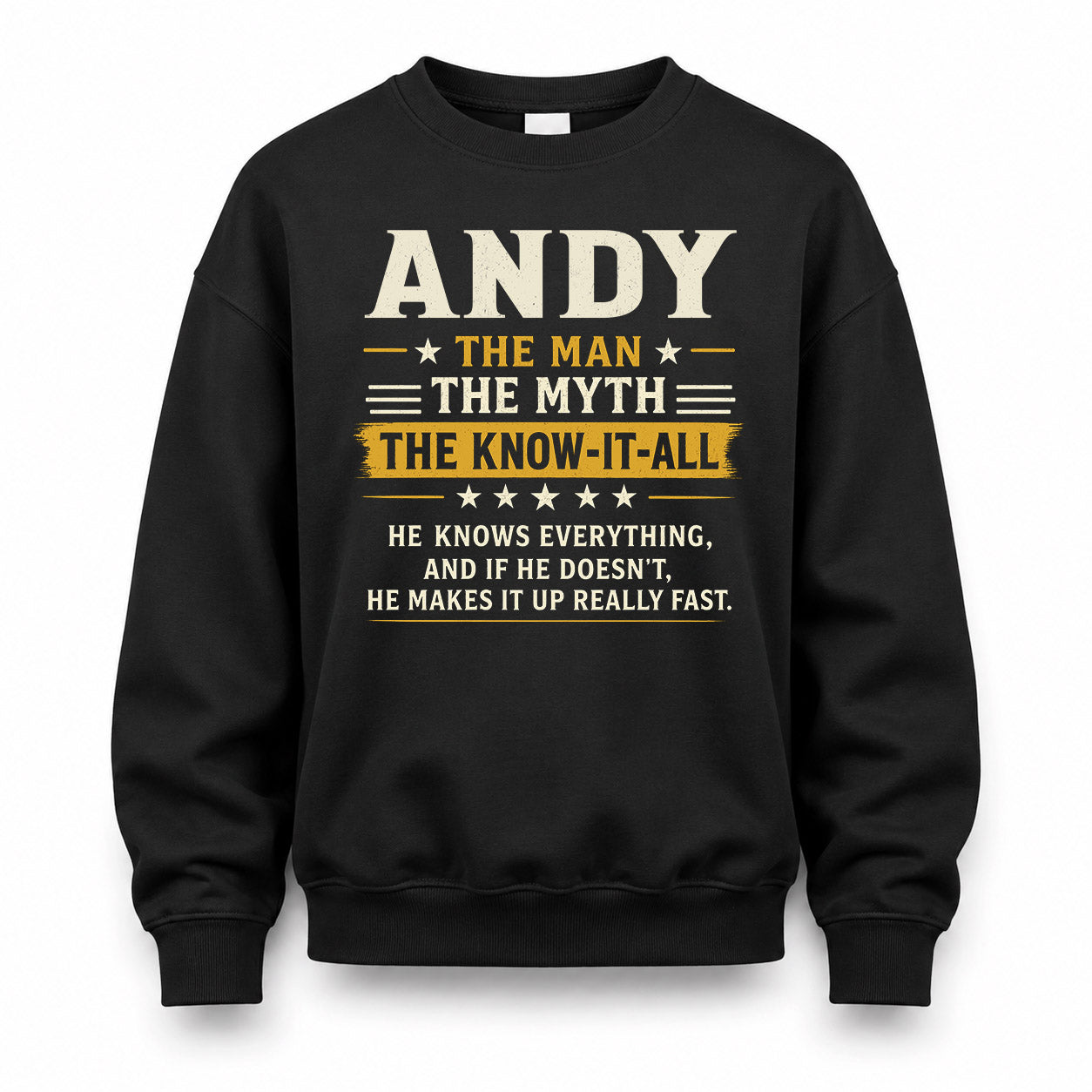 ANDY TM90-K04-125 - NAME Legendary Know-It-All Personalized Funny Shirt