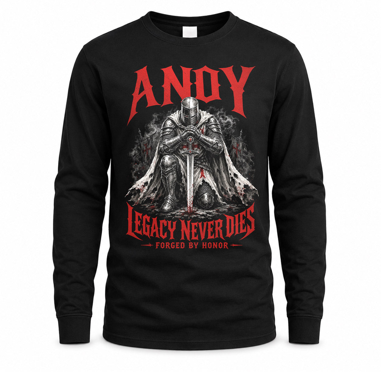 ANDY HS90-K04-109 - NAME Legacy Never Dies Forged By Honor Personalized Knight