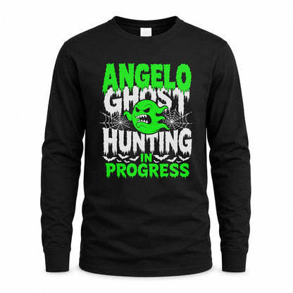 ANGELO HW22-K06-109 - NAME Ghost Hunting In Progress Personalized Halloween Shirt