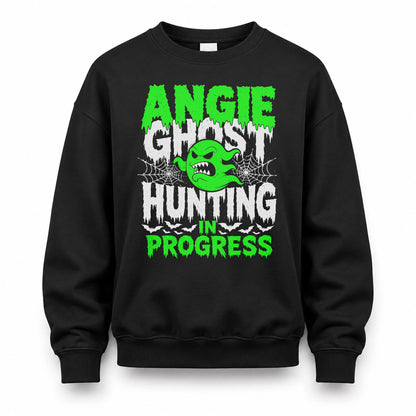 ANGIE HW22-K06-109 - NAME Ghost Hunting In Progress Personalized Halloween Shirt