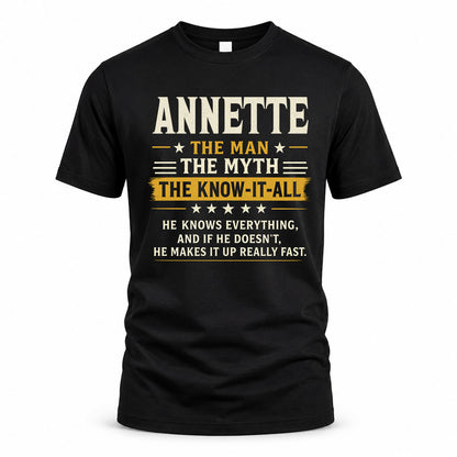 ANNETTE TM90-K04-125 - NAME Legendary Know-It-All Personalized Funny Shirt