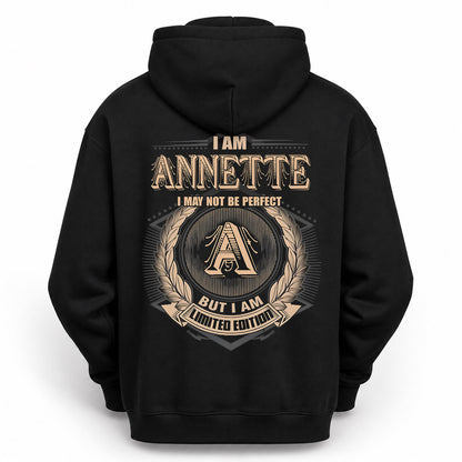 ANNETTE PH55-T25-Personalized Name Quote Apparel “I Am NAME May Not Be Perfect But I Am Limited Edition”