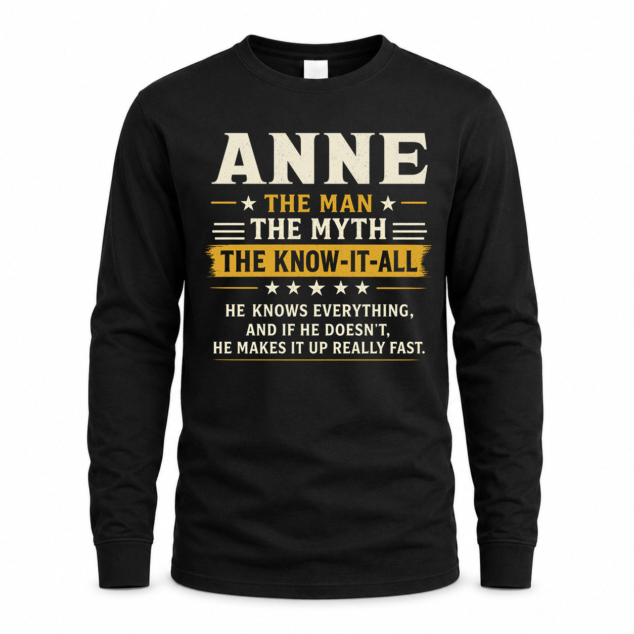 ANNE TM90-K04-125 - NAME Legendary Know-It-All Personalized Funny Shirt