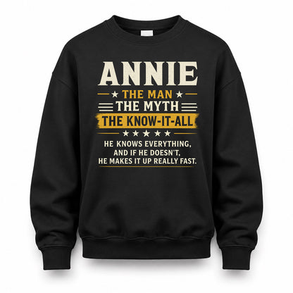 ANNIE TM90-K04-125 - NAME Legendary Know-It-All Personalized Funny Shirt