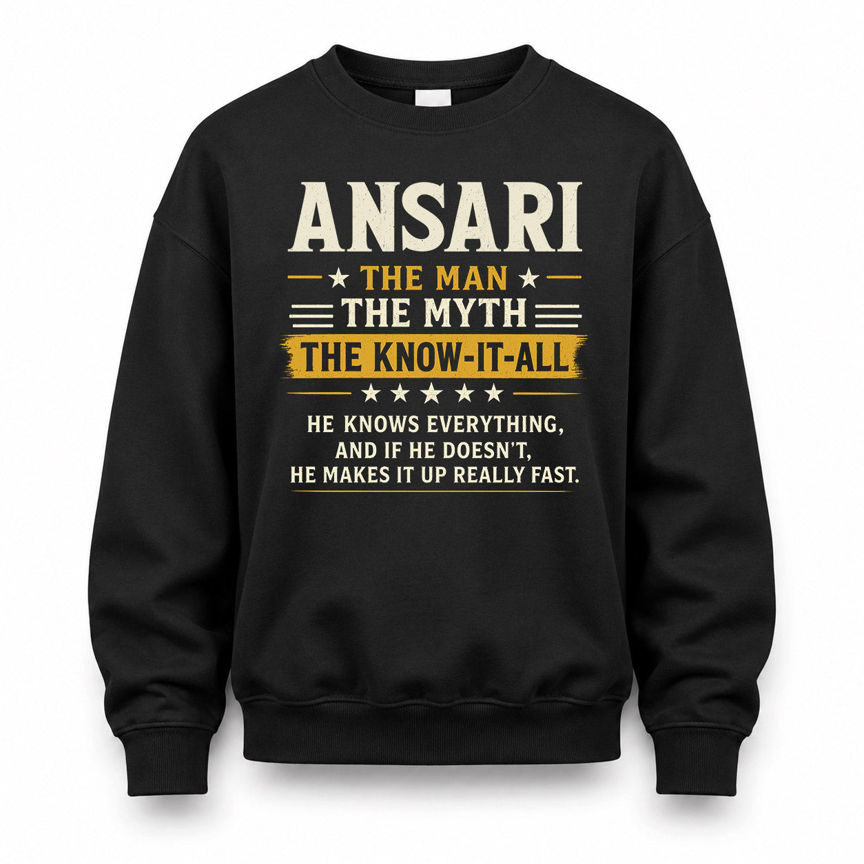 ANSARI TM90-K04-125 - NAME Legendary Know-It-All Personalized Funny Shirt