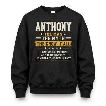 ANTHONY TM90-K04-125 - NAME Legendary Know-It-All Personalized Funny Shirt