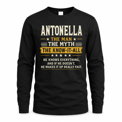 ANTONELLA TM90-K04-125 - NAME Legendary Know-It-All Personalized Funny Shirt