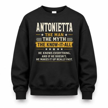 ANTONIETTA TM90-K04-125 - NAME Legendary Know-It-All Personalized Funny Shirt