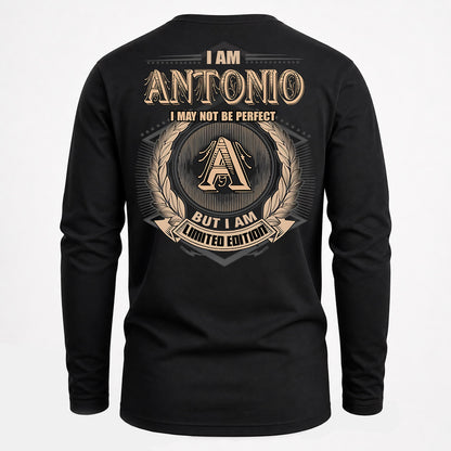 ANTONIO PH55-T25-Personalized Name Quote Apparel “I Am NAME May Not Be Perfect But I Am Limited Edition”