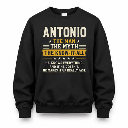 ANTONIO TM90-K04-125 - NAME Legendary Know-It-All Personalized Funny Shirt
