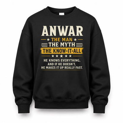 ANWAR TM90-K04-125 - NAME Legendary Know-It-All Personalized Funny Shirt