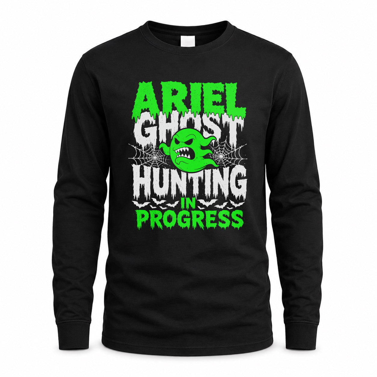 ARIEL HW22-K06-109 - NAME Ghost Hunting In Progress Personalized Halloween Shirt
