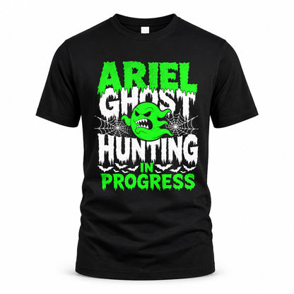 ARIEL HW22-K06-109 - NAME Ghost Hunting In Progress Personalized Halloween Shirt