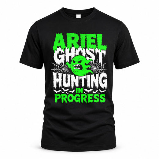 ARIEL HW22-K06-109 - NAME Ghost Hunting In Progress Personalized Halloween Shirt