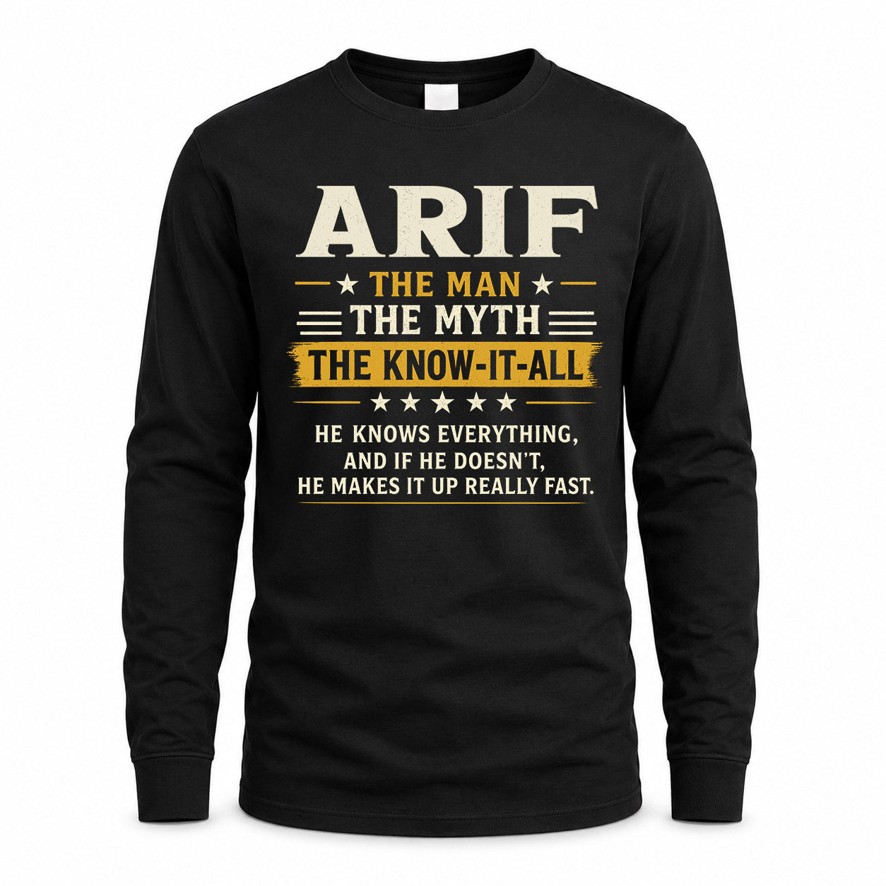 ARIF TM90-K04-125 - NAME Legendary Know-It-All Personalized Funny Shirt