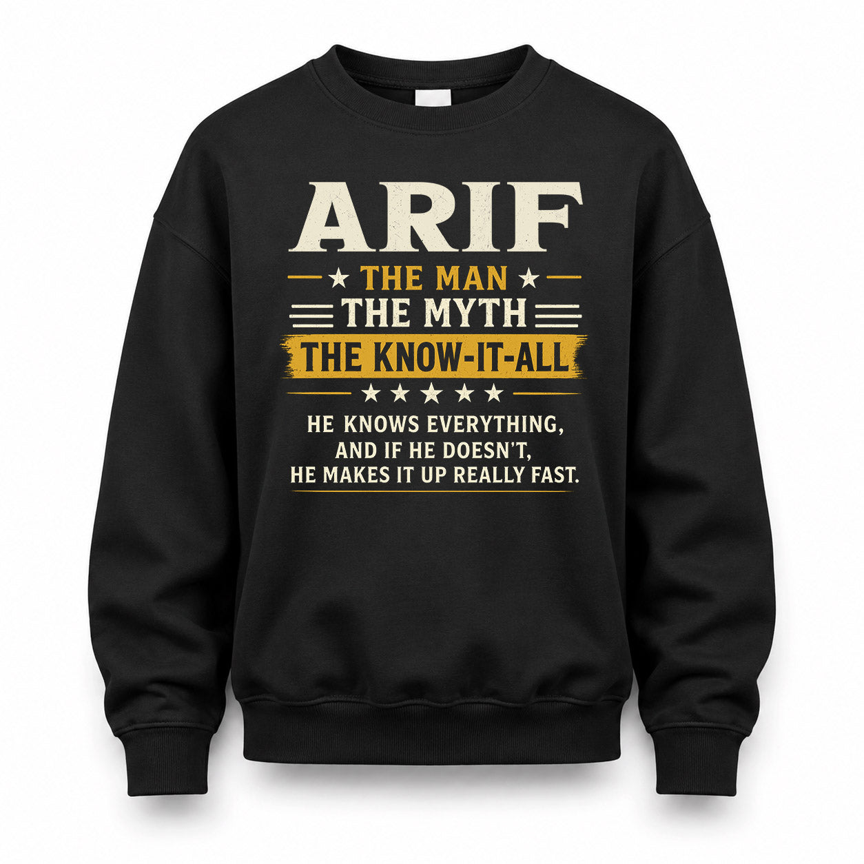 ARIF TM90-K04-125 - NAME Legendary Know-It-All Personalized Funny Shirt