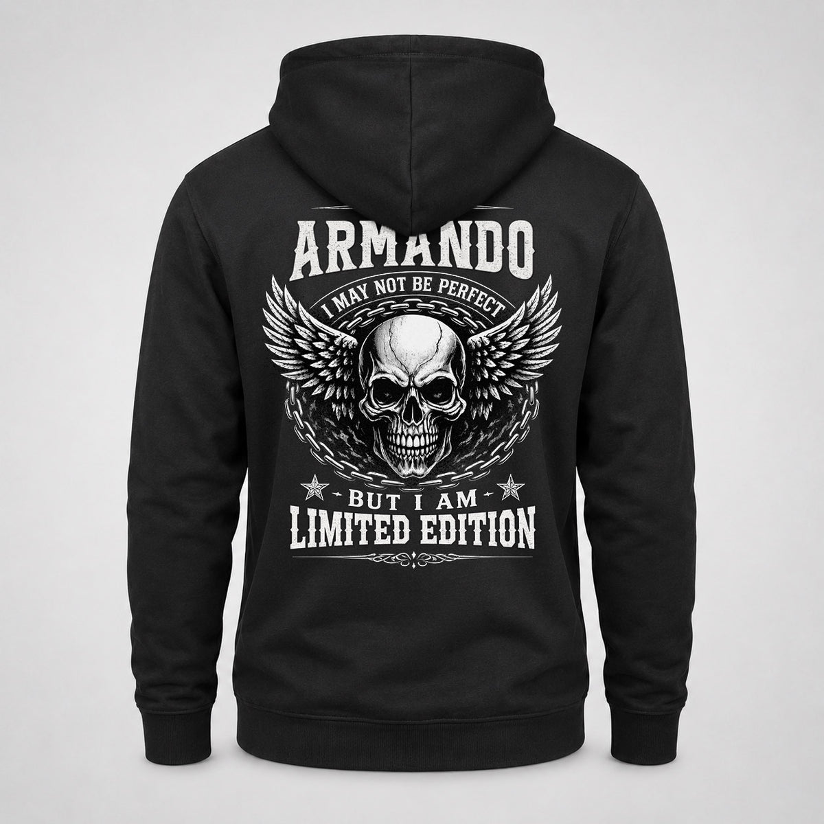 ARMANDO P01-K24-229 – Personalized Skull Graphic Apparel “I Am NAME I May Not Be Perfect But I Am Limited Edition”