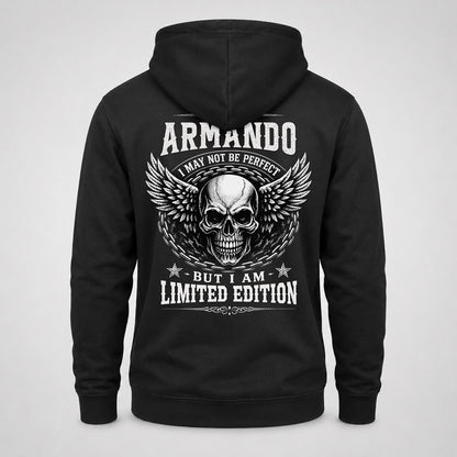 ARMANDO P01-K24-229 – Personalized Skull Graphic Apparel “I Am NAME I May Not Be Perfect But I Am Limited Edition”