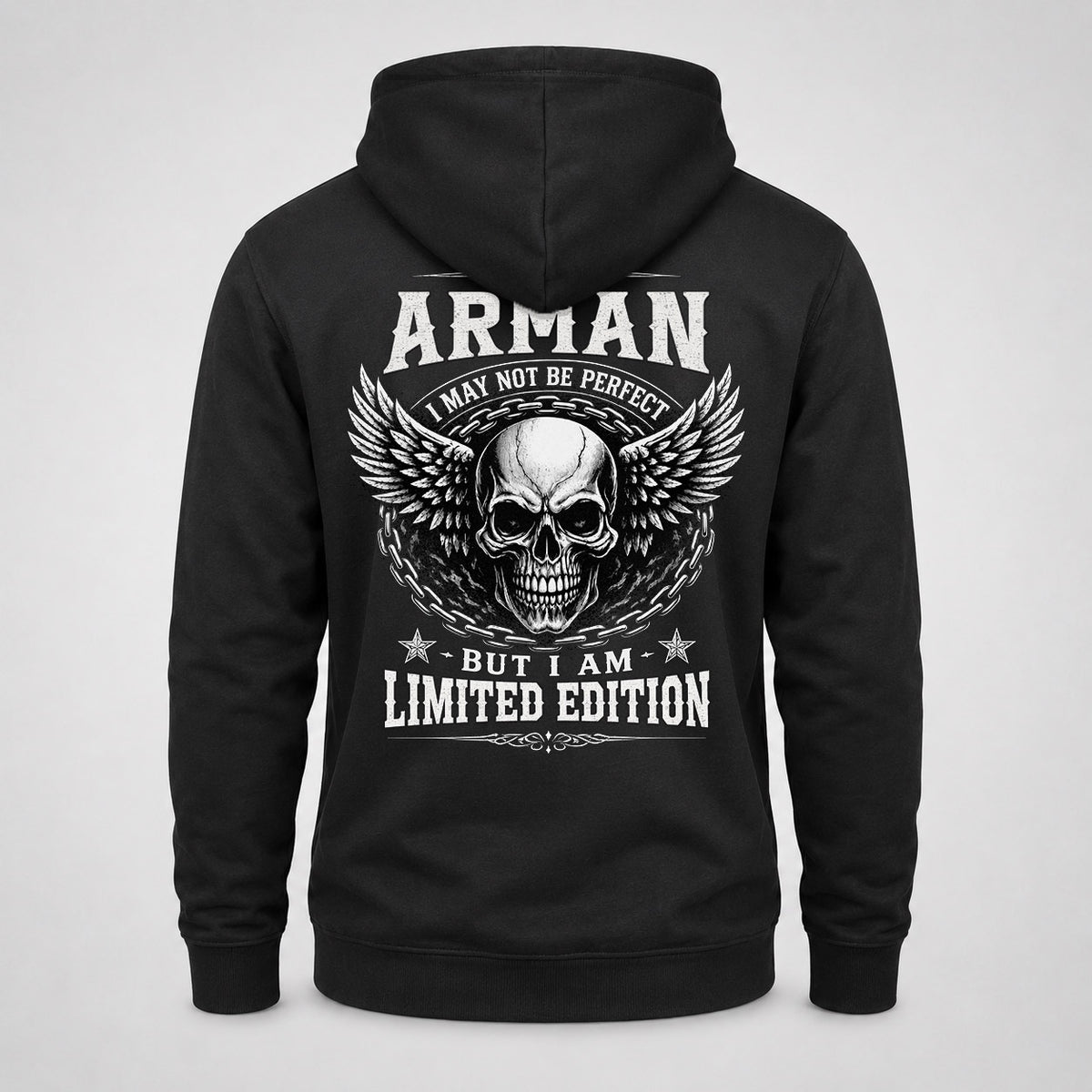 ARMAN P01-K24-229 – Personalized Skull Graphic Apparel “I Am NAME I May Not Be Perfect But I Am Limited Edition”