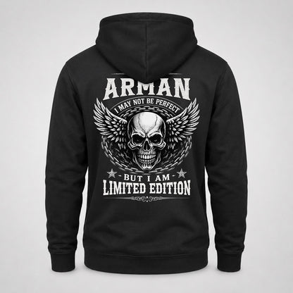 ARMAN P01-K24-229 – Personalized Skull Graphic Apparel “I Am NAME I May Not Be Perfect But I Am Limited Edition”