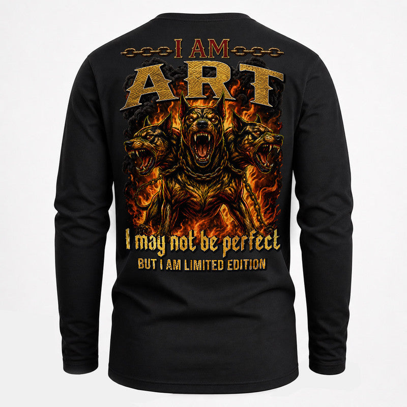 ART MP88-F2-168–Personalized Bold Quote Apparel “I Am NAME I May Not Be Perfect But I Am Limited Edition