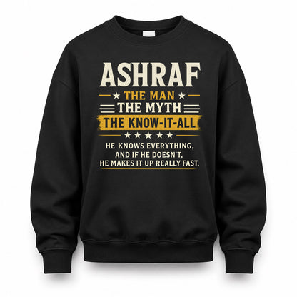 ASHRAF TM90-K04-125 - NAME Legendary Know-It-All Personalized Funny Shirt