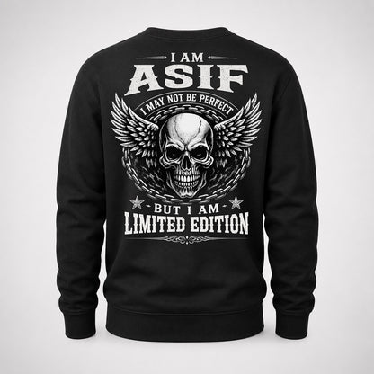 ASIF P01-K24-229 – Personalized Skull Graphic Apparel “I Am NAME I May Not Be Perfect But I Am Limited Edition”
