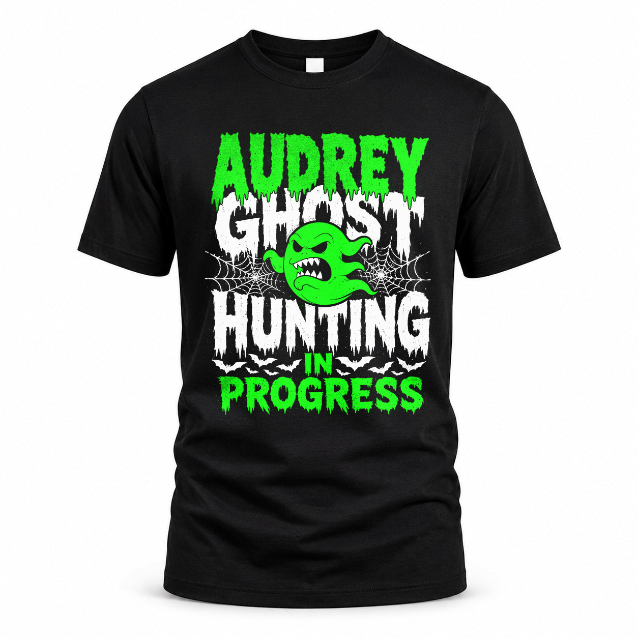AUDREY HW22-K06-109 - NAME Ghost Hunting In Progress Personalized Halloween Shirt