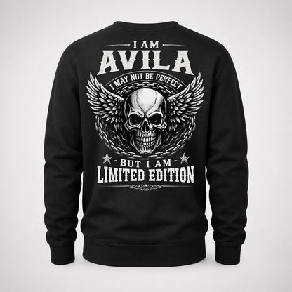AVILA P01-K24-229 – Personalized Skull Graphic Apparel “I Am NAME I May Not Be Perfect But I Am Limited Edition”