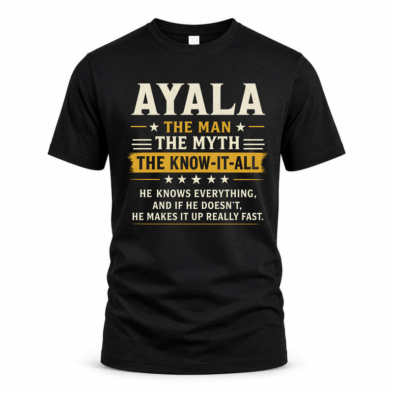 AYALA TM90-K04-125 - NAME Legendary Know-It-All Personalized Funny Shirt