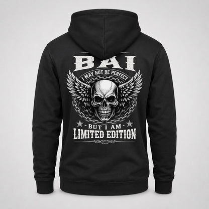 BAI P01-K24-229 – Personalized Skull Graphic Apparel “I Am NAME I May Not Be Perfect But I Am Limited Edition”