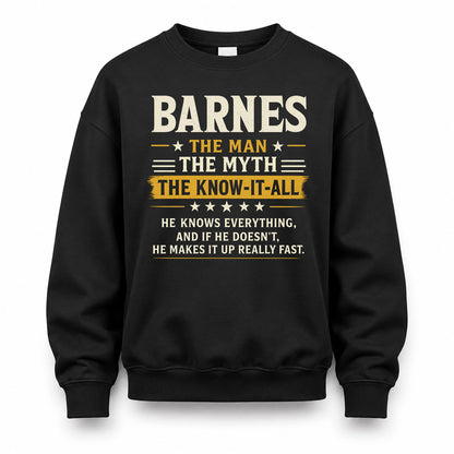 BARNES TM90-K04-125 - NAME Legendary Know-It-All Personalized Funny Shirt