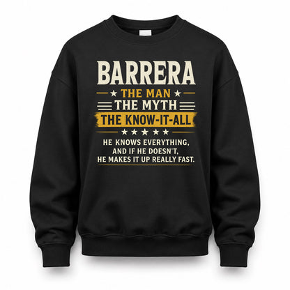 BARRERA TM90-K04-125 - NAME Legendary Know-It-All Personalized Funny Shirt