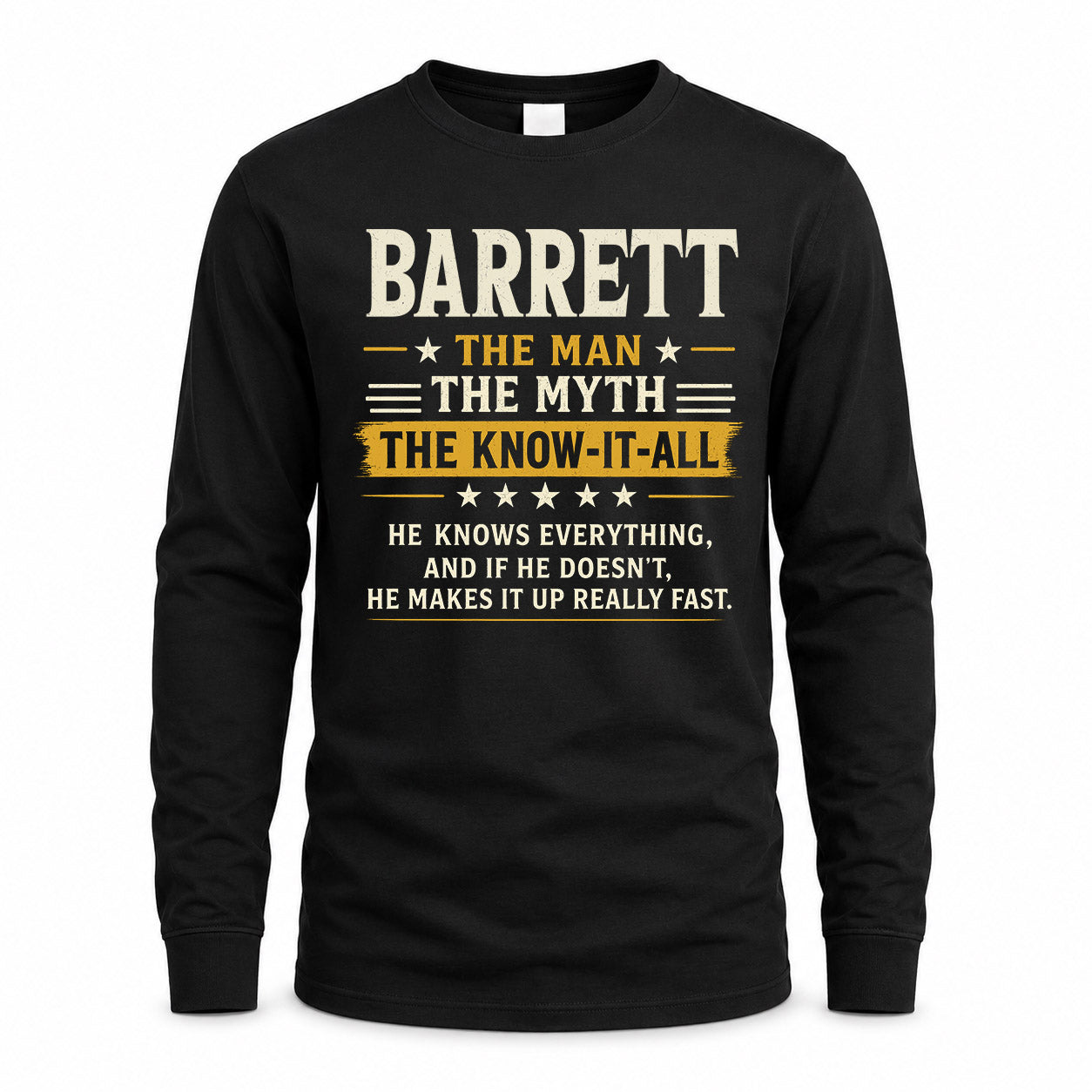 BARRETT TM90-K04-125 - NAME Legendary Know-It-All Personalized Funny Shirt