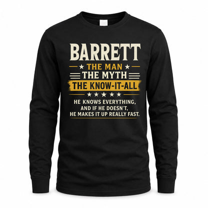 BARRETT TM90-K04-125 - NAME Legendary Know-It-All Personalized Funny Shirt