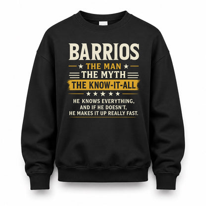 BARRIOS TM90-K04-125 - NAME Legendary Know-It-All Personalized Funny Shirt