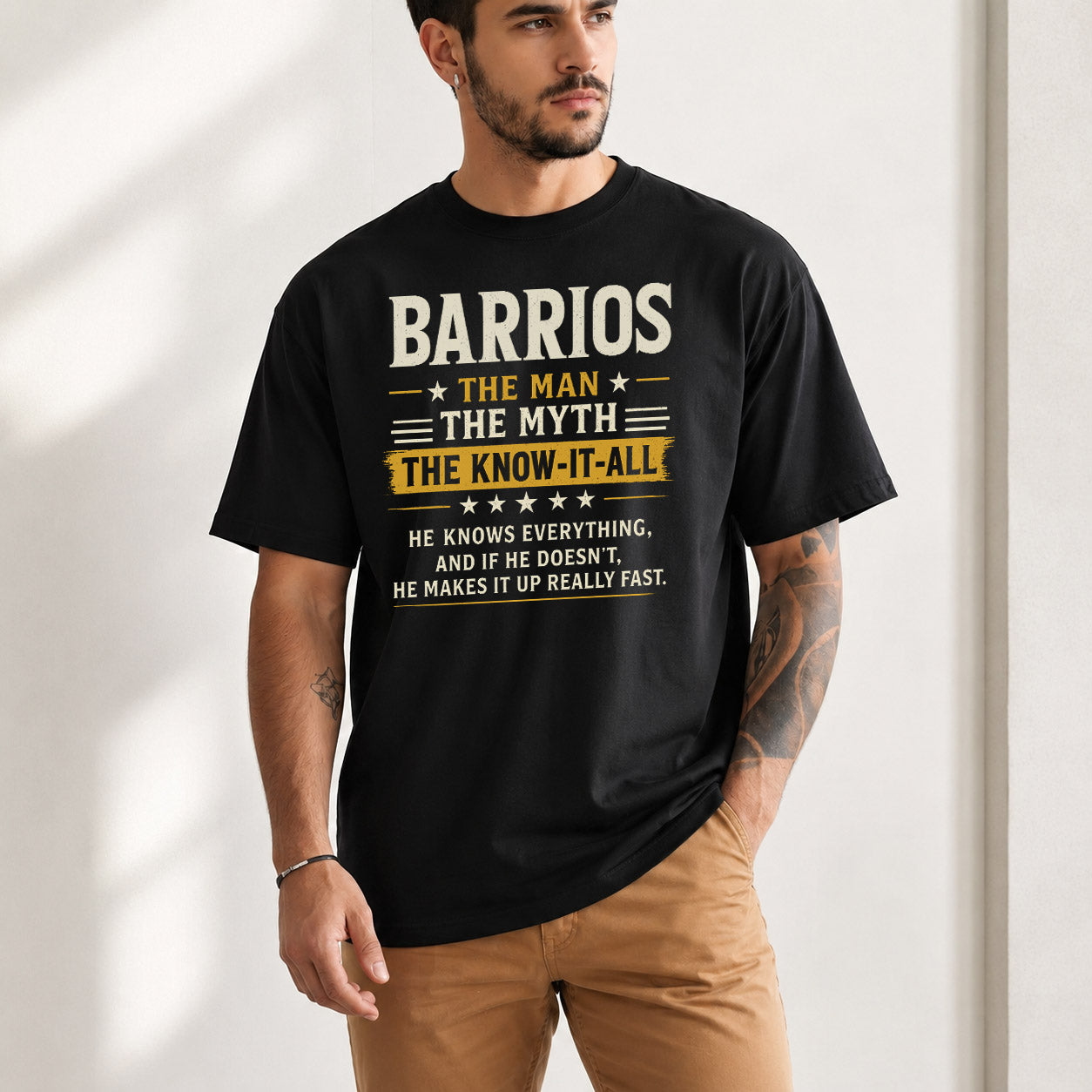 BARRIOS TM90-K04-125 - NAME Legendary Know-It-All Personalized Funny Shirt