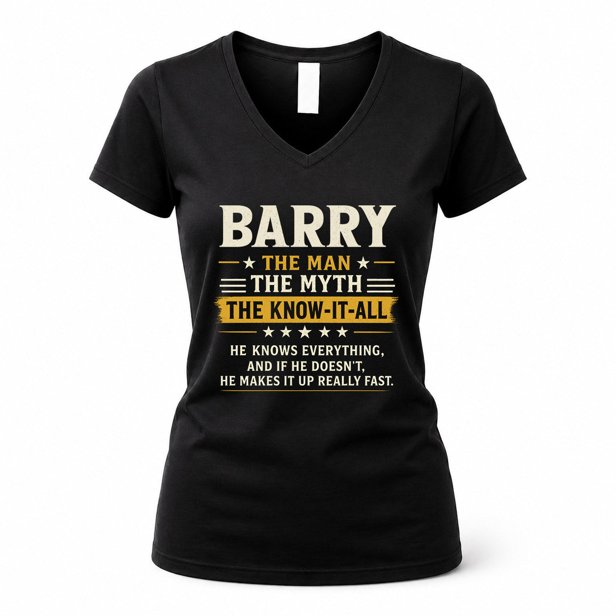 BARRY TM90-K04-125 - NAME Legendary Know-It-All Personalized Funny Shirt
