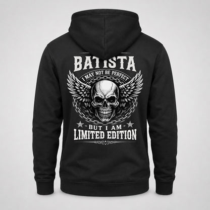 BATISTA P01-K24-229 – Personalized Skull Graphic Apparel “I Am NAME I May Not Be Perfect But I Am Limited Edition”
